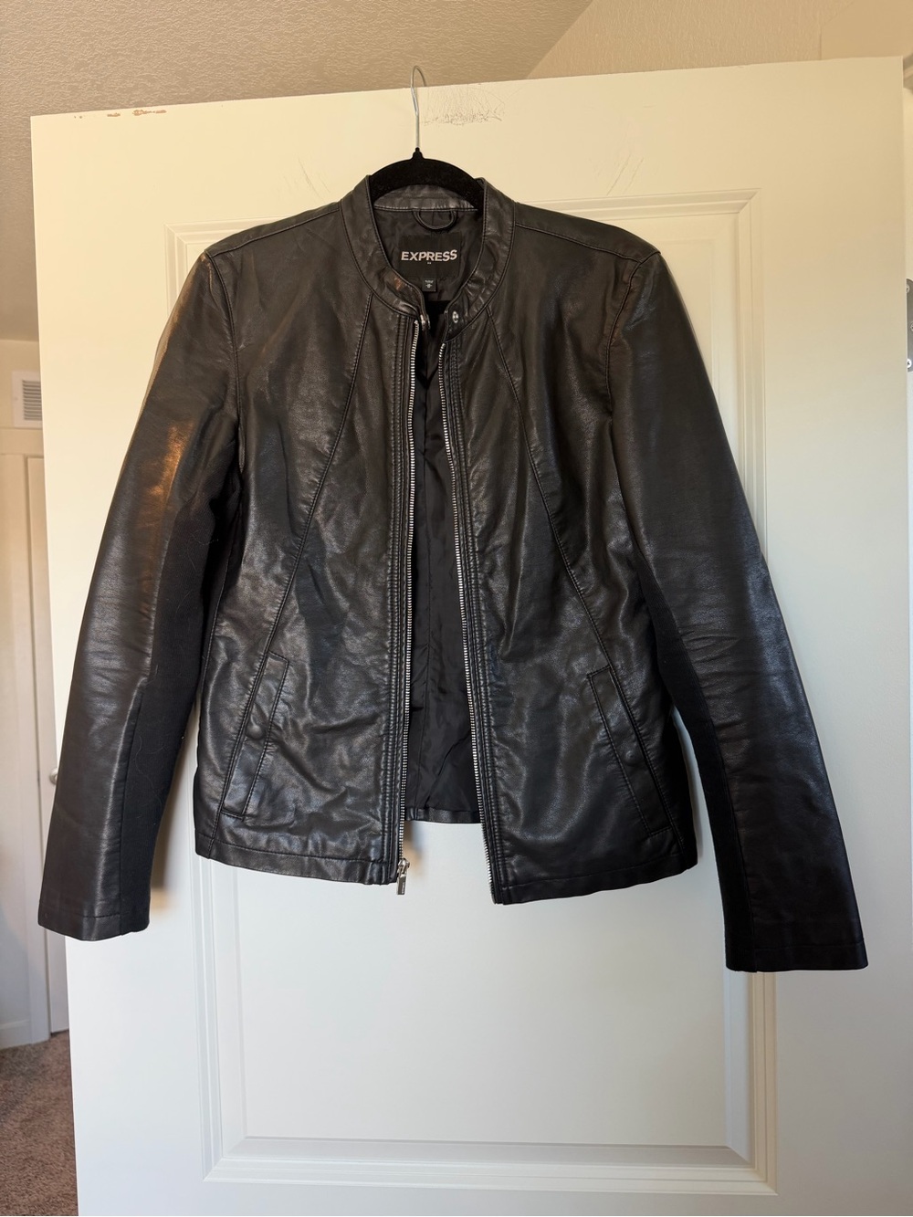 Express Black Faux Leather Moto-Style Jacket